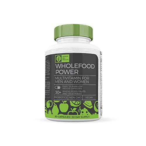 Wholefood Power Daily Multivitamins and Minerals for Men and Women: 30 Real Whole Food Fruits and Vegetables, Probiotics, Digestive Enzymes, B-Complex. Vegan and Made in the USA
