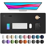Leather Desk Pad Protector - Dual-Sided PU Leather Desk Mat, Waterproof Mouse Pad & Writing Surface (23.6" X 13.7")