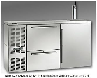Perlick Dual-Zone Back Bar Refrigerated Beer and Wine Storage Cabinet, with Drawers, RR Thermostat, and Condensing Unit (Left Condensing Unit, Black)