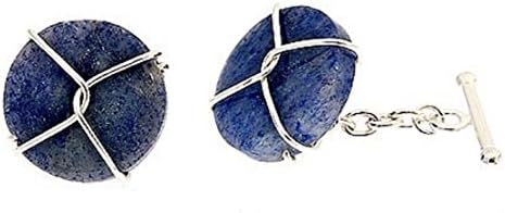 Sterling Silver and Light Blue Quartz Chain Link Cufflinks. Made in Canada