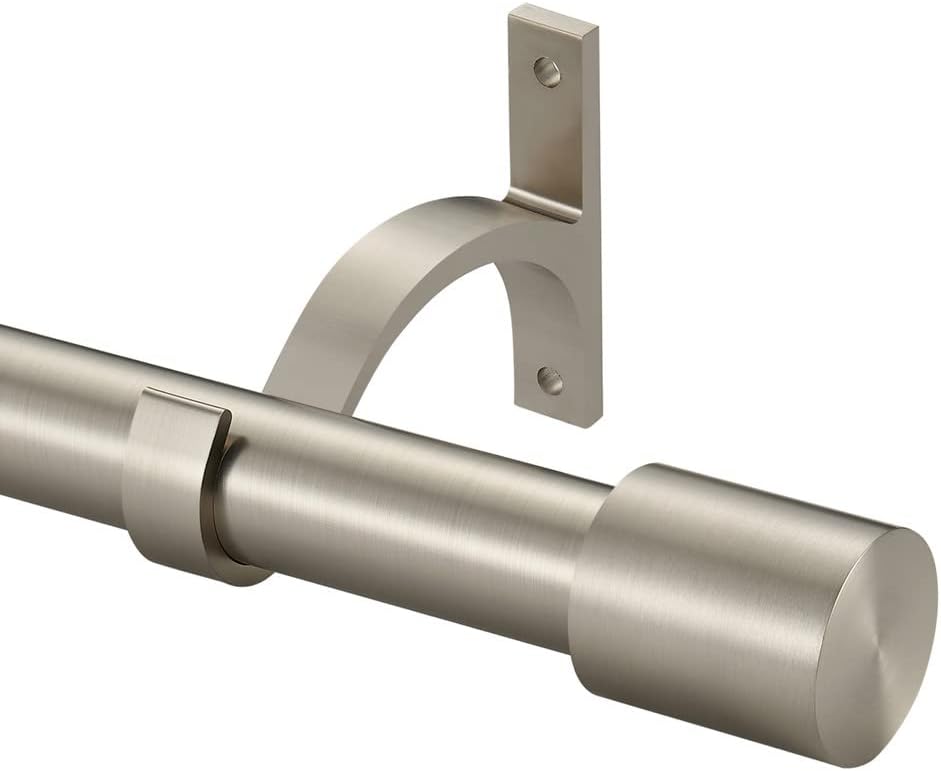 Window Treatment Hardware - Splicing Curtain Rods 28 to 93 Inch, Adjustable Brushed Nickel Window Curtain Rods, 1-Inch Telescoping Drapery Rods, Decorative Curtain Rods with Cap Finials