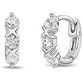 925 Sterling Silver 10mm Clear Cubic Zirconia XO Small Hoop Huggie Earrings For Infants & Toddlers- Beautiful & Trendy Jewelry Collection For Young Girls and Teens- Safe For Kids With Sensitive Ears