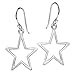 AeraVida Symmetric Shining Star Sterling Silver Celestial Dangle Earrings | Minimalist Everyday Wear | Handmade 0.87x1.38 Inch Star Earrings for Women