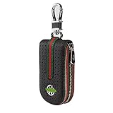 Leather Car Smart Key Chain Universal Key Holder Bag Black Zipper Case Cover Wallet Bag Shell Fob Ring (Volkswagen)