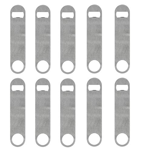 Alwaysuc 7-Inch Heavy Duty Stainless Steel Flat Bottle Opener, 10 Pack Beer Bottle Opener for Kitchen, Bar or Restaurant