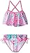 Kanu Surf Girls' Alania Flounce Bikini Beach Sport 2 Piece Swimsuit, Nikki Pink Dot, 10