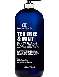 Tea Tree Oil Body Wash with Mint by BOTANIC HEARTH - Paraben Free, Helps Fight Body Odor, Athleteâ€™s Foot, Jock Itch, Ringworm, Skin Irritations, Shower Gel Soap - for Women and Men - 16 fl oz