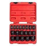 Sunex 2640, 1/2 Inch Drive Impact Socket Set, 19-Piece, SAE, 3/8 Inch - 1-1/2 Inch, Cr-Mo Alloy Steel, Radius Corner Design, Dual Size Markings, Heavy Duty Storage Case, Meets ANSI Standards