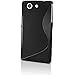 iGadgitz S Line Wave Black Glossy TPU Gel Skin Case Cover for Sony Xperia Z3 Compact D5803 D5833 + Screen Protector
