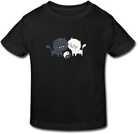 Unisex Toddler Kid Summer Hot Cat Ying Yang Kin-Friendly Cartoon Tees 4 Toddler Black