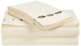 HiEnd Accents Embroidered Navajo Sheet Set, King, Cream
