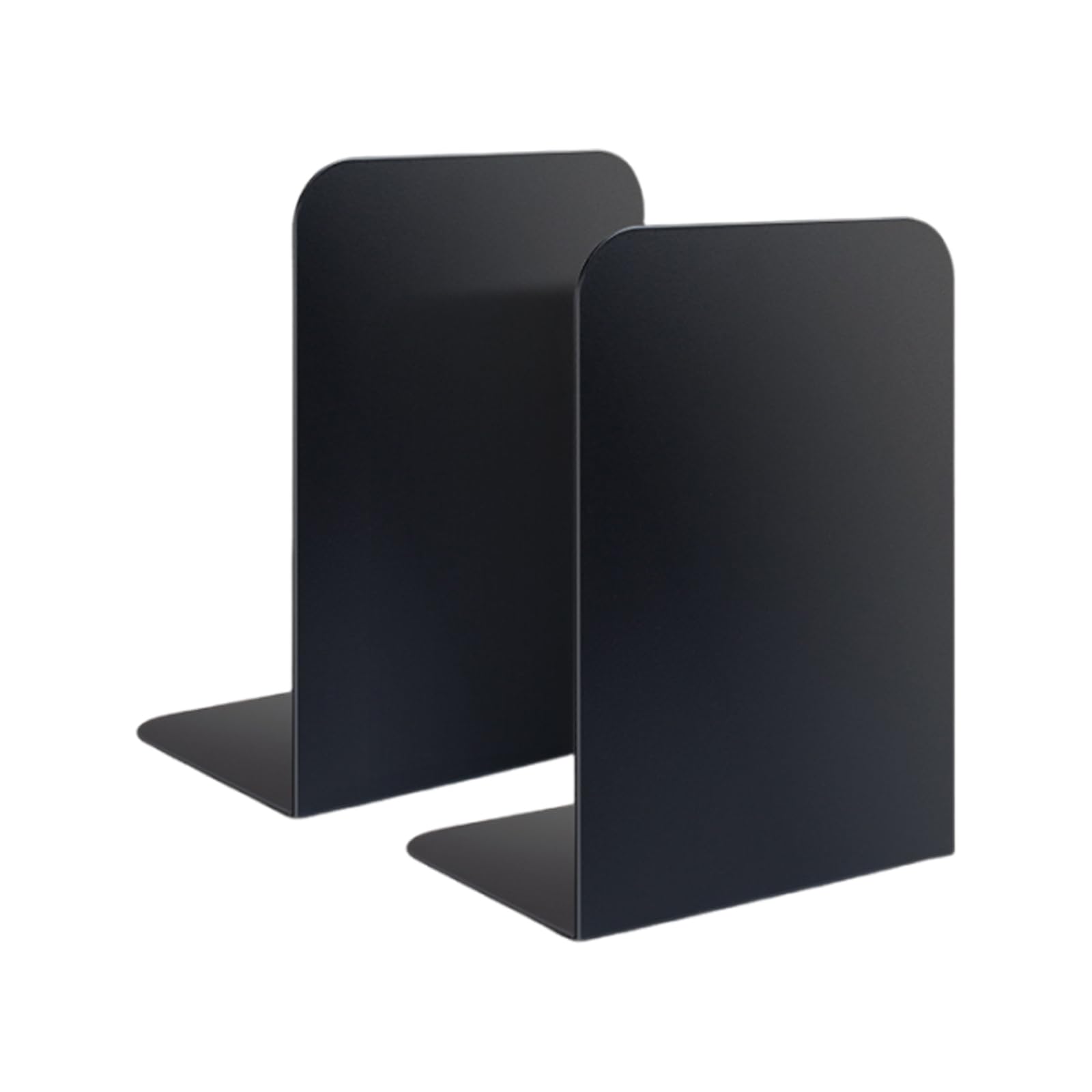 Quixotical 2 pcs Metal Bookends, Heavy Duty Book Ends for Shelves, Non-Slip Book Stopper for Office, School, Home and Library (Black)