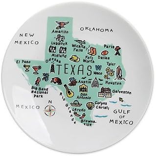 Appetizer Plates Crafted From Porcelain 6.5" "Texas " Set of 4