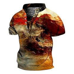 Mens Hide Belly O Neck Henley Shirts Bohemia