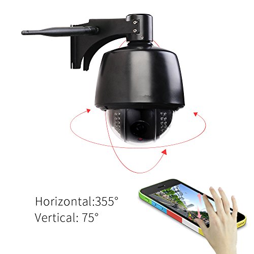 Kishgo Wireless/Wired Outdoor IP network Camera - PTZ - Waterproof - 960P (1.3 Megapixel) Dome Camera - 5X Optical Zoom - Motion detection - Night View - Black