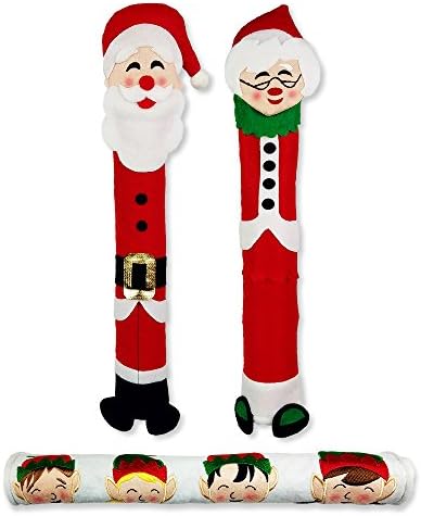 Appliance Handle Covers – 3 Piece Cover Set For Christmas Decorations & Decor - Decorative Set Fits Standard Size Kitchen Refrigerator Microwave Oven Or Dishwasher Door For The Holiday Season
