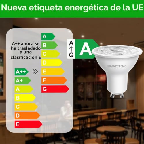 bravotecno GU10 LED Bulb, Energy Class A, Cool White 6500K 2.9W 520LM, GU10 Spotlight 36° Equivalent to 60W, Non-Dimmable, Low Heat Generation & Long Life, 12 Pieces
