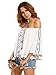 Milumia Women's Print Off Shoulder Flare Sleeve Top Loose Blouse White M