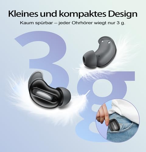 Bluetooth Headphones, Sleep Headphones, In-Ear Headphones, Wireless Bluetooth 5.4, Hi-Fi Sound with ANC+ENC 4 Microphones, 48H Headphones, IPX7 Sleep Mode without Warnings, Comfortable Side Sleepers