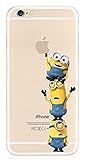 Cartoon Movie Character Themed Fan Art CLEAR Hybrid TPU Surround with Hard Back Cover Case for iPhone 7/ 7 Plus Range (Minions together, iPhone 7 (4.7 inch ))