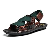 Fansela(TM) Mens Sport Travel Summer PU Leather Sewing Sandals Beach Shoes Size 8 Blue