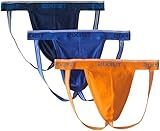 2(x)ist mens Cotton Stretch 3 Pack Jock Strap, Estate Blue/Orange Peel/Dazzling Blue, Small