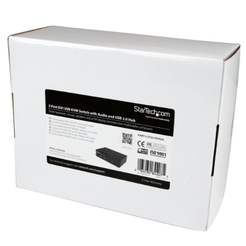 StarTech.com SV231DVIUA 2 Port DVI USB KVM Switch with Audio and USB 2.0 Hub