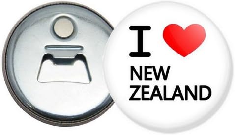 I Love new zealand button bottle opener and fridge magnet
