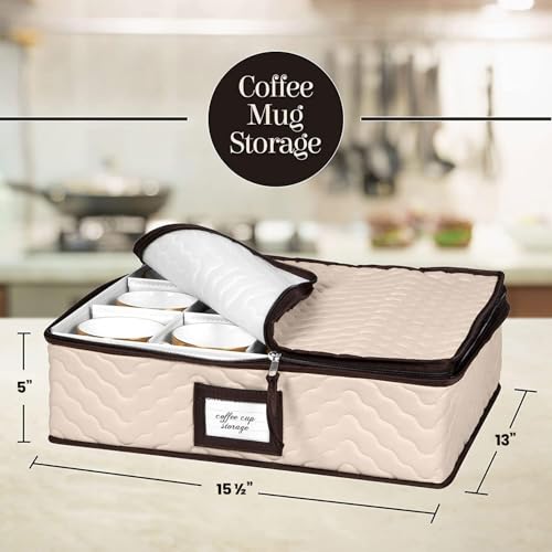 China Storage Containers 5-Piece Set Moving Boxes for Dinnerware, Glasses, Plates, Mugs and Saucers Sturdy Quilted Microfiber Dish Organizer with Dividers for Seasonal Storage - Holds Set of 12