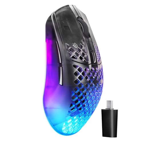 SteelSeries Aerox 3 Wireless Gen 2 - Souris 68 g, Polling Rate 4K (4000 Hz), Capteur Optique 26K DPI, Batterie 200h, Étanchéité IP54, Switchs 80 Millions de Clics, RGB, Patins 100% PTFE, Shadow
