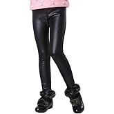 Swtddy Kids Winter Warm Leggings Stretch Girls Faux Leather Fleece Pants Thick Trousers