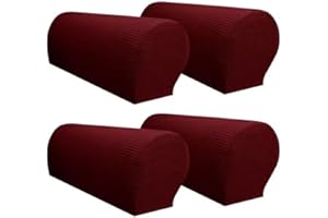 Yogsey Arm Rest Covers Arm Slipcovers Stretch Armchair Arm Covers Soft Polyester Arm Caps Non Slip Furniture Protector for Chair, Sofa, Couch Pack of 4 (Wine Red)