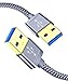 JSAUX USB 3.0 A to A Male Cable, USB to USB Cable 2 Pack(3.3ft+6.6ft) USB Male to Male Cable Double End USB Cord with Gold-Plated Connector for Hard Drive Enclosures, DVD Player, Laptop Cooler (Grey)