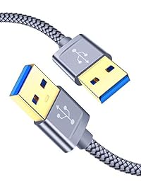 JSAUX Cable USB 3.0 A a A macho, cable USB a USB de 1,5 pies tipo A macho a macho, cable USB de doble extremo para módems, reproductor de DVD, refrigerador de portátil y gabinetes de disco duro de transferencia de datos (gris)