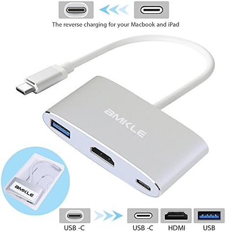 Amkle USB-C Hub Adapter to HDMI/USB 3.0/Type C Power Delivery 3 IN 1 Multiport Adapter