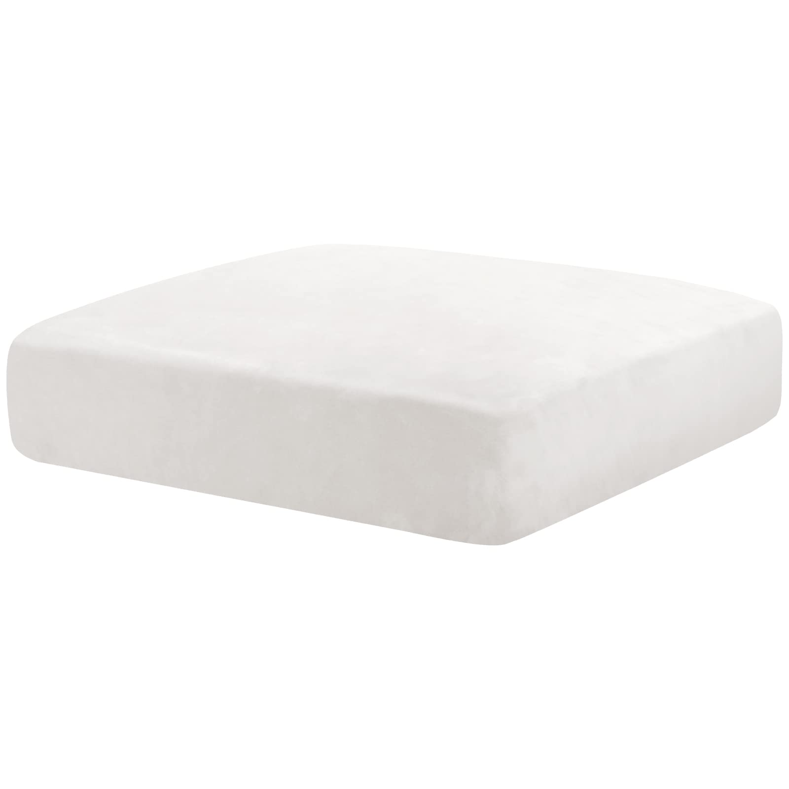 CHELZEN Velvet Sofa Seat Cushion Cover, Stretch Sofa Cushion Slipcovers, Couch Cushion Covers, Replacement for Individual Cushion Furniture Protector (1 Seater, White)