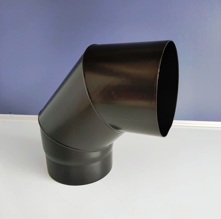 5" inch x 90 Degree Stove Flue Pipe Elbow, Satin matt Black vitreous Finish