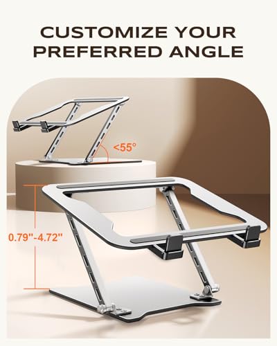 Babacom Ultra-Slim Portable Laptop Stand for Desk, Height Adjustable & Dual-Bar Support Laptop Riser Holder, Ventilated Foldable Laptop Computer Stand, Compatible with MacBook/Tablet (10-15.6")