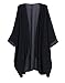 Tribear Women's Sheer Chiffon Kimono Cardigan Solid Casual Capes Beach Cover up (X-Large, Black)