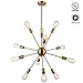 Housen Solutions Sputnik Chandeliers 12 Lights Vintage Brass Pendant Lighting, UL Listed