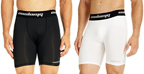 Legendfit Men's Sport Athletic Compression Shorts Underwear Boxer Brief (Pack of 2) Black+White Large