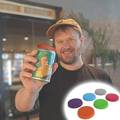 Soda Can Lids 6-Pack, 6 Colors Gooze Silicone Soda Saver Can Lids, Soda/Beverage/Beer Can Lids, Can Covers, Can Caps, Can Topper, Can Saver, Can Stopper, Cans Mark, Protector For Standard Cover