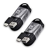 Two (2) Samsung 3.3 Ft. Cable Type-C USB Data Cable for Galaxy S8/S8+ S9/S9+ Note 8 Note 9 & Other Smartphones + Two Cable Ties Cable Organizers Bundle Package- Non-Retail Packaging - Black