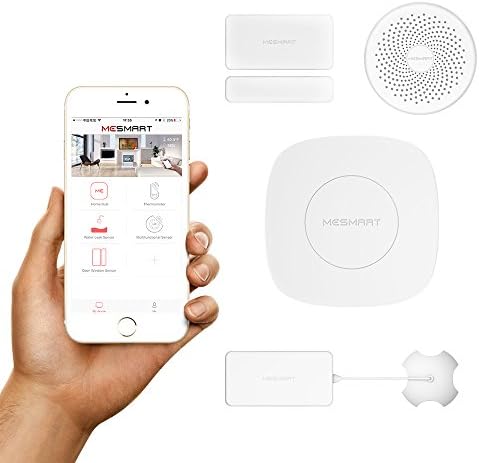 MESMART Smart Home Automation Monitoring Kit Gateway Hub Contact Magnetic Door Sensor Water Gas Leak Detector Alarm Zigbee Wireless App Control Compatible with Amazon Alexa Ensure Home Security System