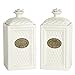 Decorative Containers Canister Set 3, Porcelain Geometric Storage Jars with Bamboo Lids, Gift for Women (White)