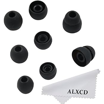 ALXCD Ear Tip for LG HBS Series Wireless Earphone, SML & Double Flange Silicone Replacement Earbud Gel Tip, Fit for LG HBS-750 770 800 810 900 910 Tone Pro Ultra Plus Infinim [4 Pair] (Black)