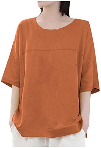 ブラウス リネンシャツ レディース 無地 綿麻 シャツ 半袖 五分袖 ｔシャツ ゆったり 日よけ Uvカット 薄手 シンプル 涼しい カジュアル 半袖シャツ チュニック ナチュラル 着痩せ 体型カバー おしゃれ トップス リラックス Chic風 森ガール 通勤