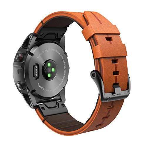 with Fenix 5 Leather Band 22mm Easy-fit 