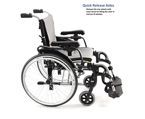 Karman Healthcare S-305 29 lbs Ultra Light Ergonomic Wheelchair with Removable Footrest and Quick Release Wheels Silver Color