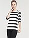 Camii Mia 3/4 Sleeve Shirts for Women, Striped Tee Shirts Cotton Stretchy Lightweight Slim Fit (Medium, Black White)